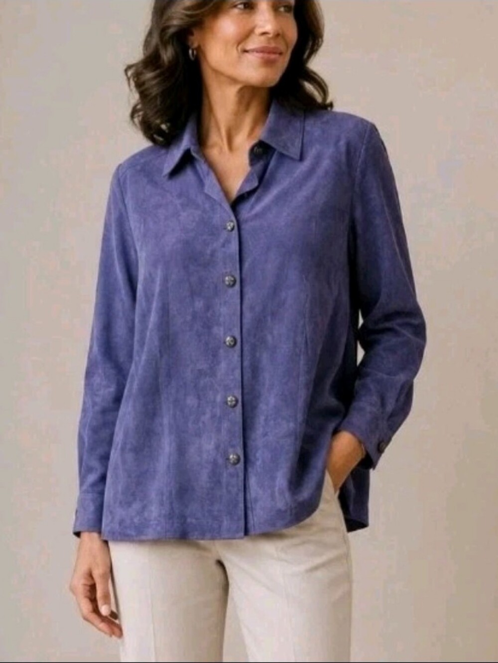 NWT Chico's Lavender 100% Leather Top